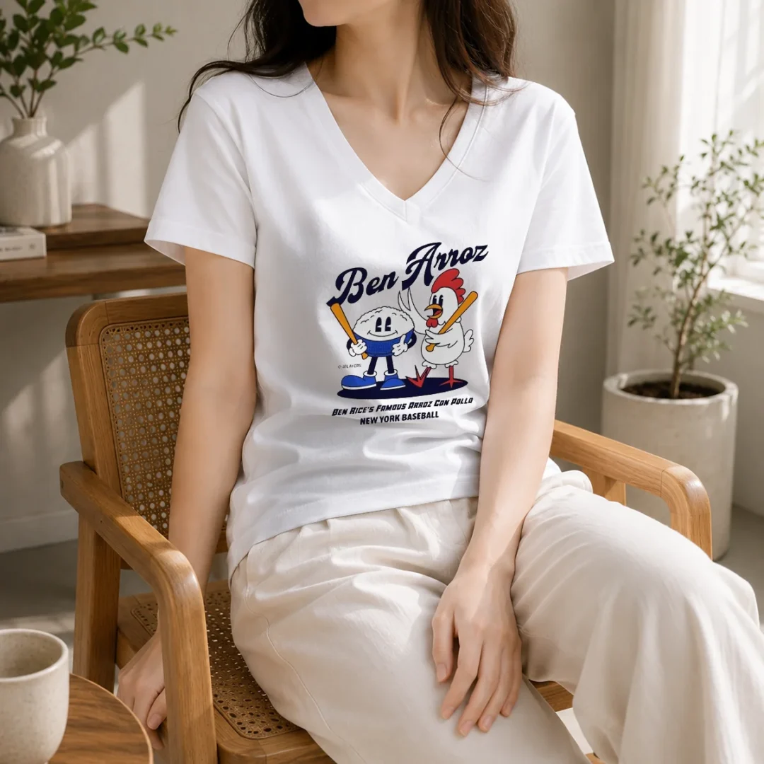 hot-ben-rice-new-york-yankees-mlb-ben-arroz-famous-arroz-con-pollo-new-york-baseball-v-neck-shirt Hot Ben Rice New York Yankees MLB Ben Arroz Famous Arroz Con Pollo New York Baseball Shirt - Image 2