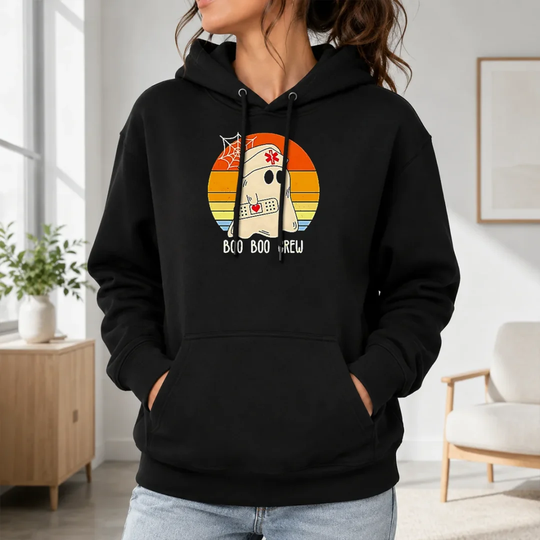 Hot Boo Boo Crew Retro Ghost Nurse Halloween Hoodie Hot Boo Boo Crew Retro Ghost Nurse Halloween Hoodie