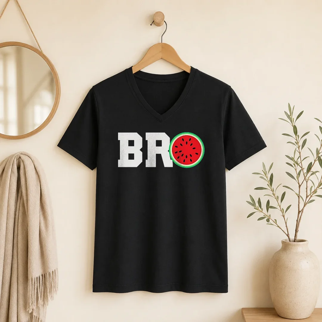 hot-bro-watermelon-slice-v-neck-shirt Hot Bro Watermelon Slice V-Neck Shirt