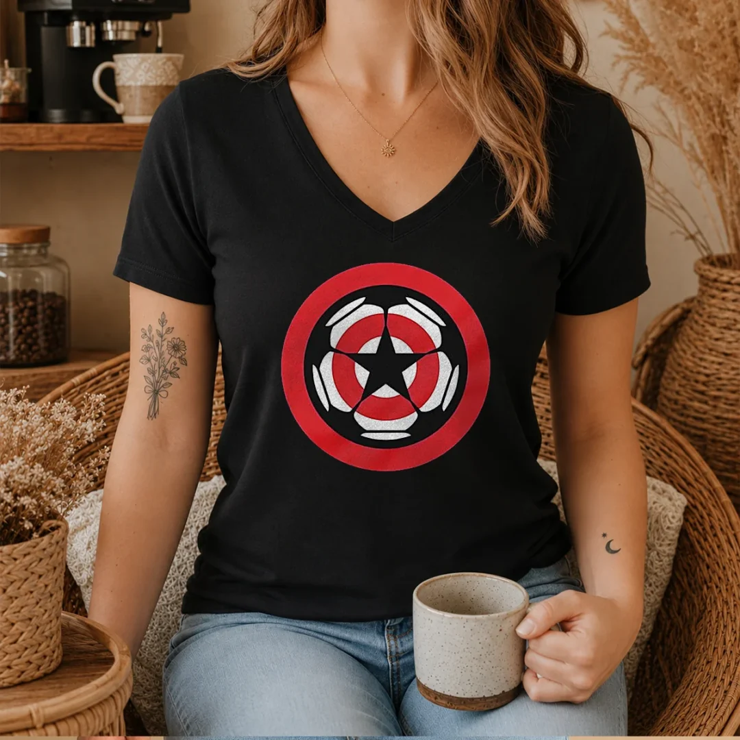 hot-captain-america-marvel-cinematic-universe-uefa-champions-v-neck-shirt Hot Captain America Marvel Cinematic Universe UEFA Champions V Neck Shirt in blue with graphic print