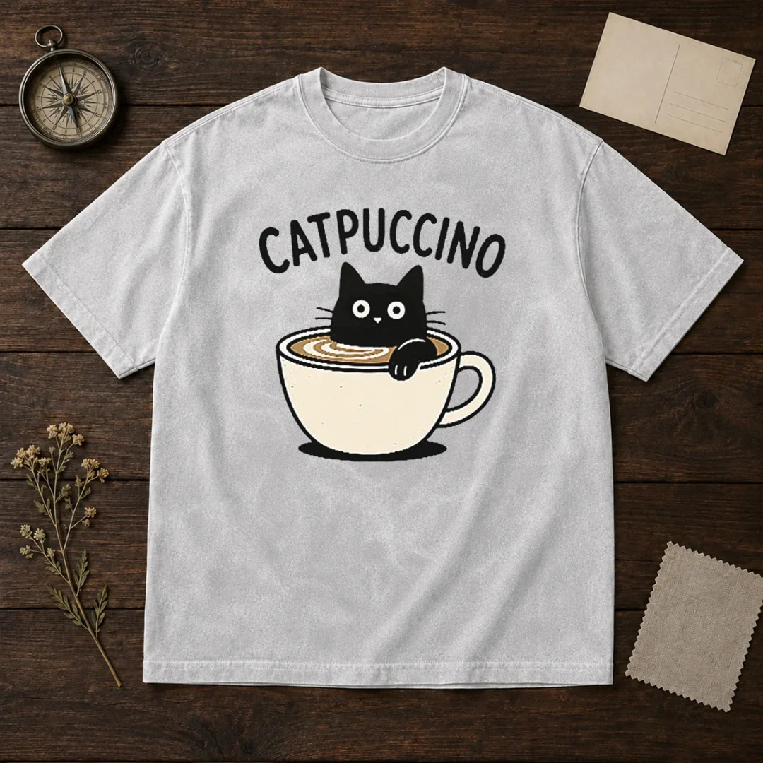hot-catpuccino-washed-t-shirt Hot Catpuccino Washed T-Shirt