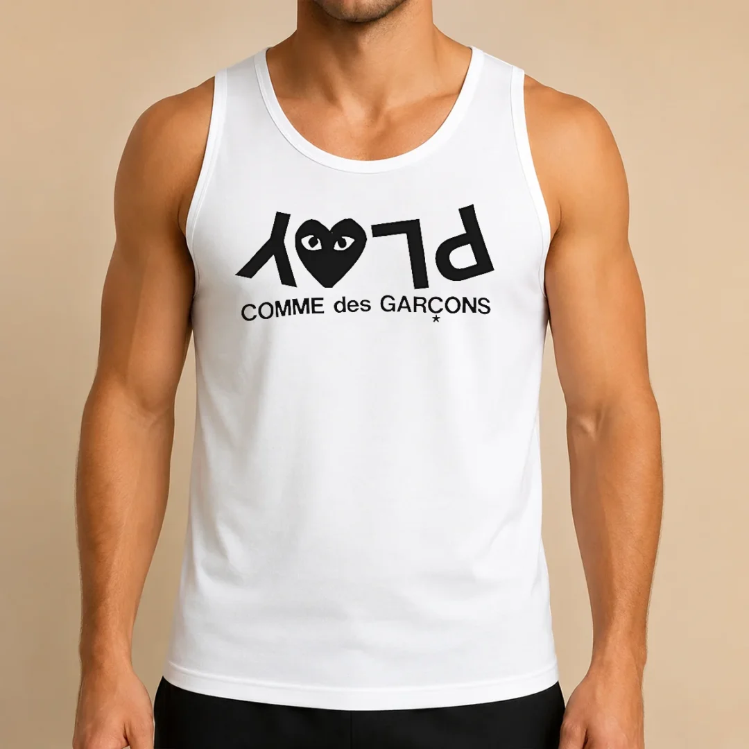 hot-comme-des-gar-ons-play-logo-fashion-tank-top Hot Comme Des GarçOns Play Logo Fashion Tank Top