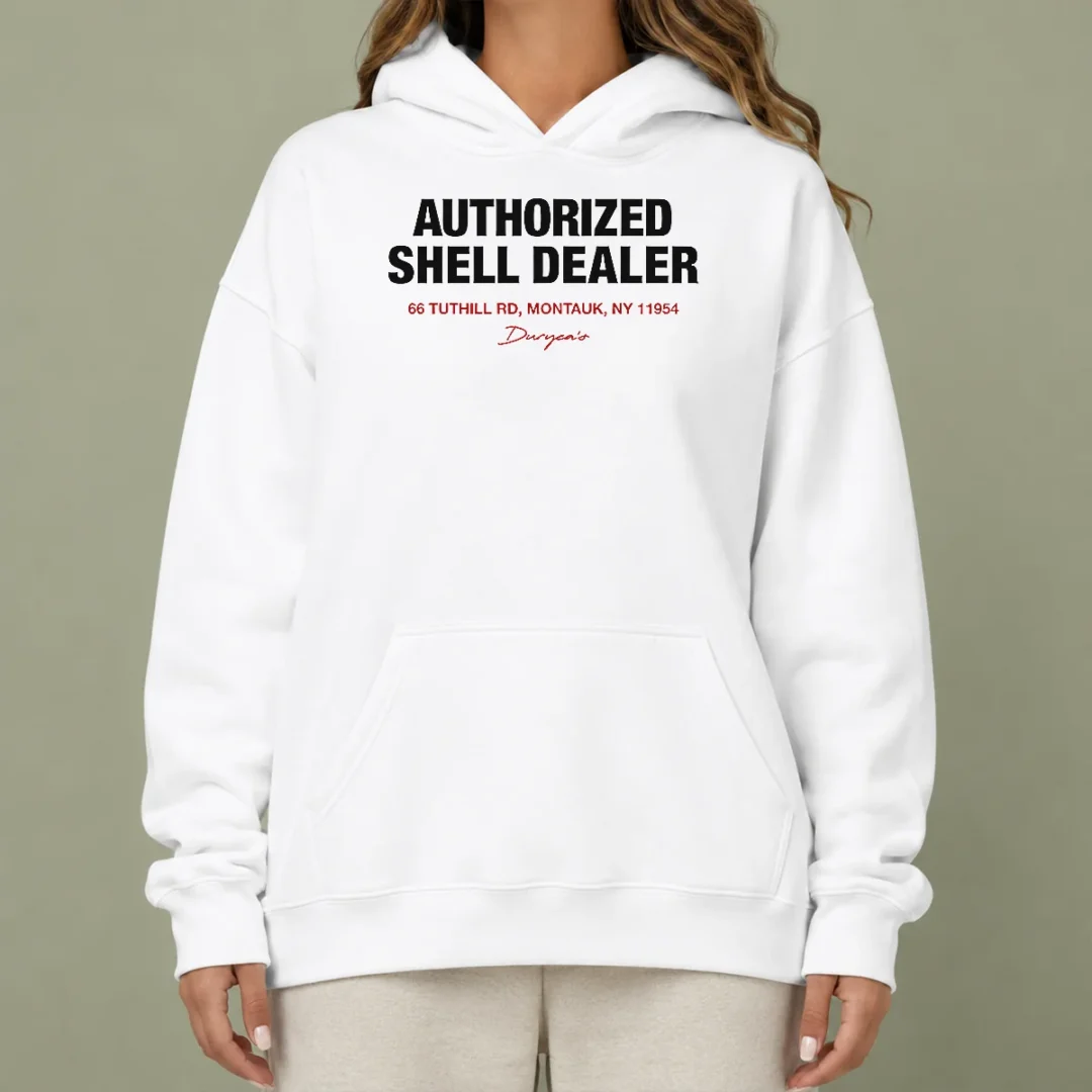 hot-duryea-s-authorized-shell-dealer-sign-66-tuthill-road-montauk-new-york-hoodie-2 Hot Duryea'S Authorized Shell Dealer Sign 66 Tuthill Road Montauk New York Hoodie