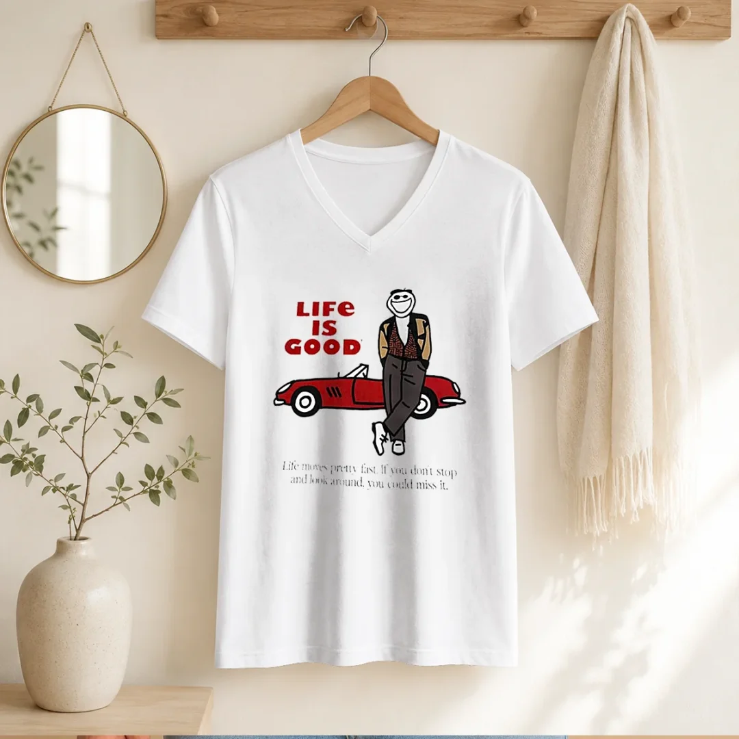 hot-ferris-bueller-life-is-good-life-moves-pretty-fast-if-you-do-not-stop-v-neck-shirt Hot Ferris Bueller Life Is Good Life Moves Pretty Fast If You Do Not Stop V-Neck Shirt
