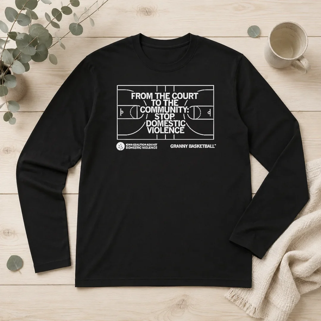 hot-from-the-court-to-the-community-stop-domestic-violence-granny-basketball-long-sleeve-shirt Hot From The Court To The Community Stop Domestic Violence Granny Basketball long sleeve shirt in heather gray, front view