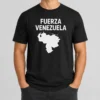 Hot Fuerza Venezuela Map t shirt in black, showing detailed Venezuela map graphic on front