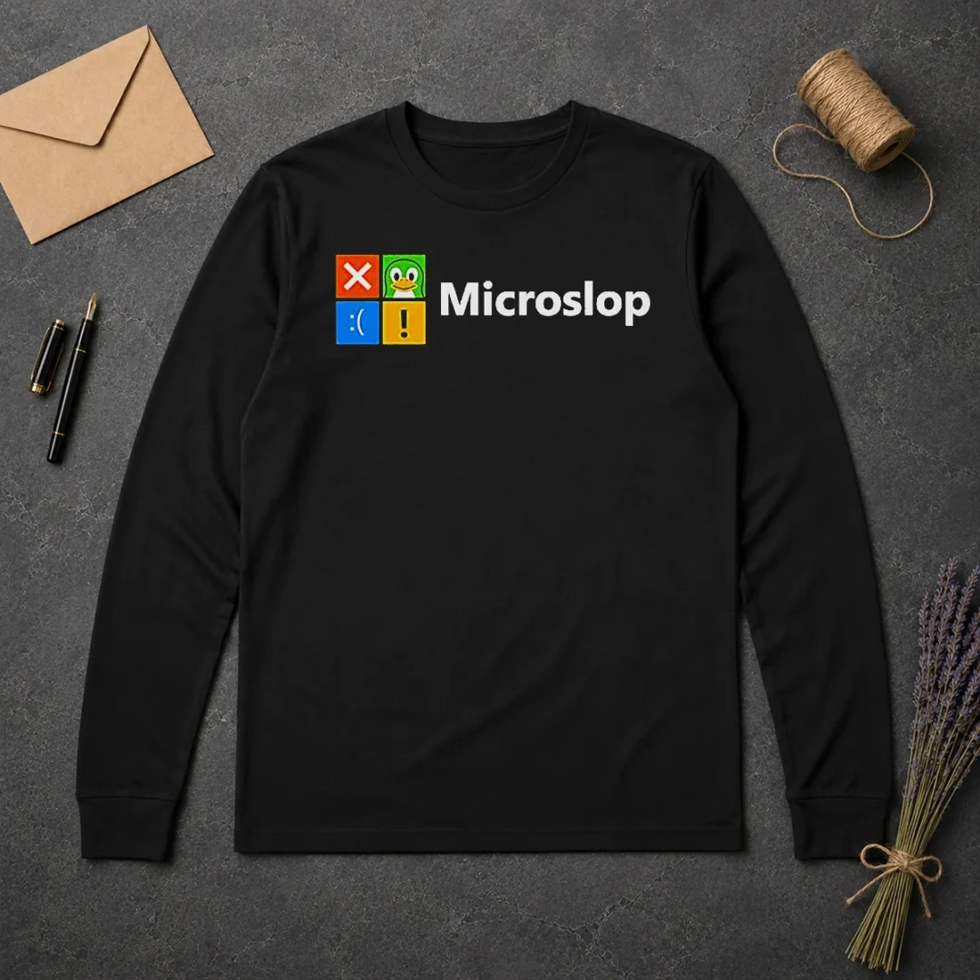 Hot Funny Microslop Logo Parody Long Sleeve Shirt Hot Funny Microslop Logo Parody Long Sleeve Shirt