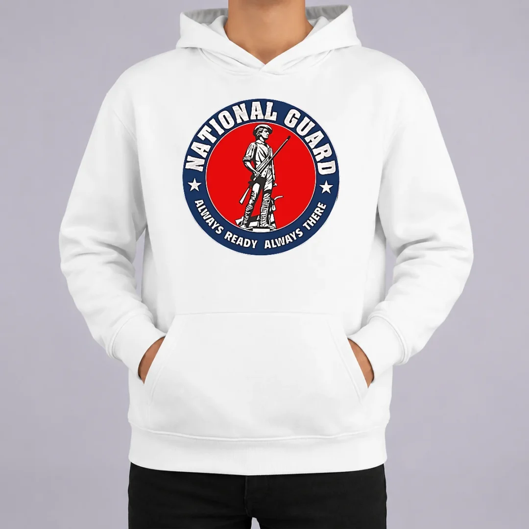 Hot Funny National Guard Always Ready Always There Hoodie Hot Funny National Guard Always Ready Always There Hoodie in charcoal gray, front view with kangaroo pocket and drawstring hood