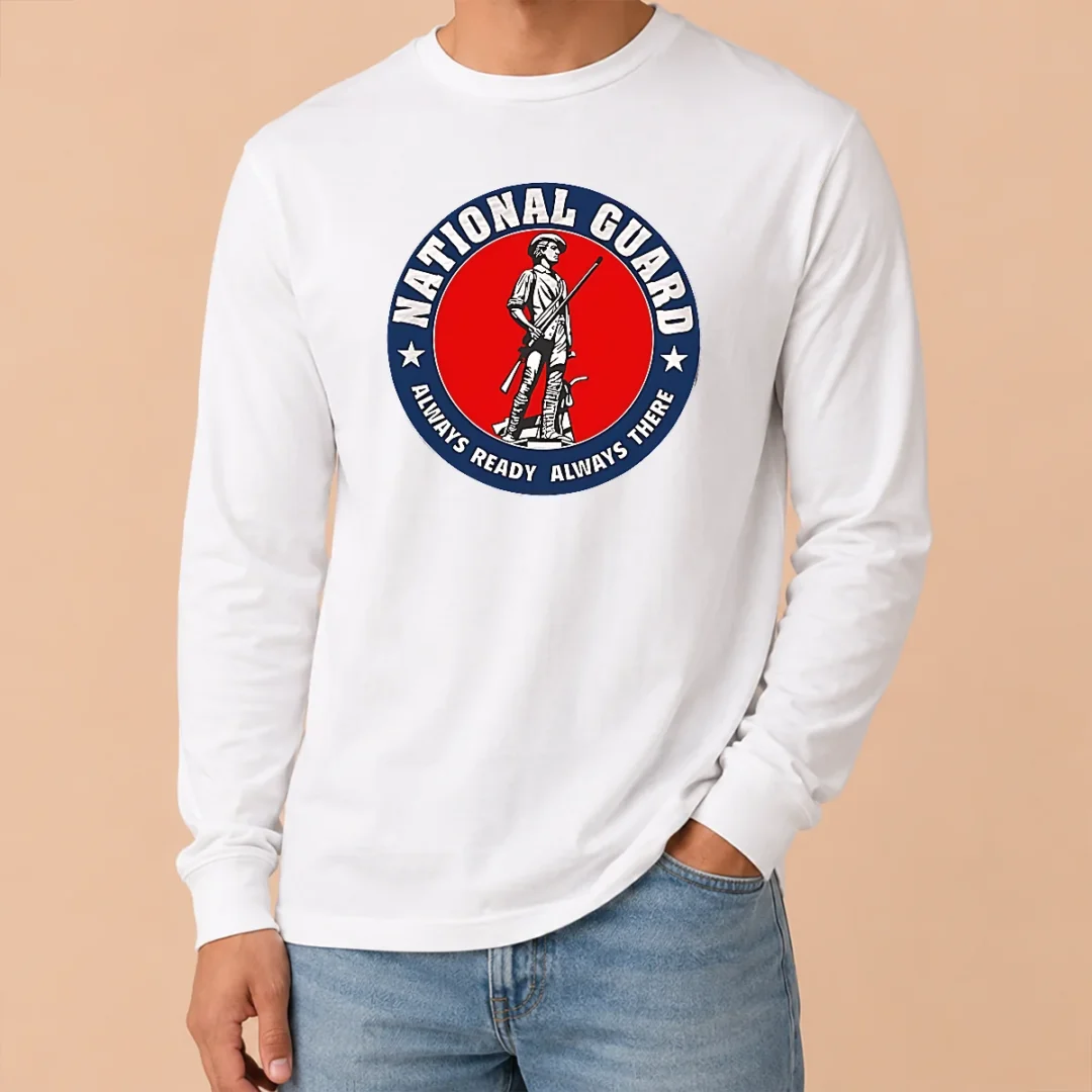 Hot Funny National Guard Always Ready Always There Long Sleeve Shirt Hot Funny National Guard Always Ready Always There long sleeve shirt with bold text design on front