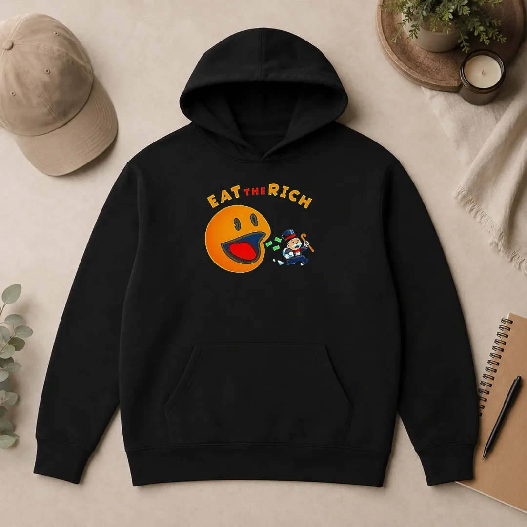 Hot Funny Pac Man Eat The Rich Hoodie Hot Funny Pac Man Eat The Rich Hoodie