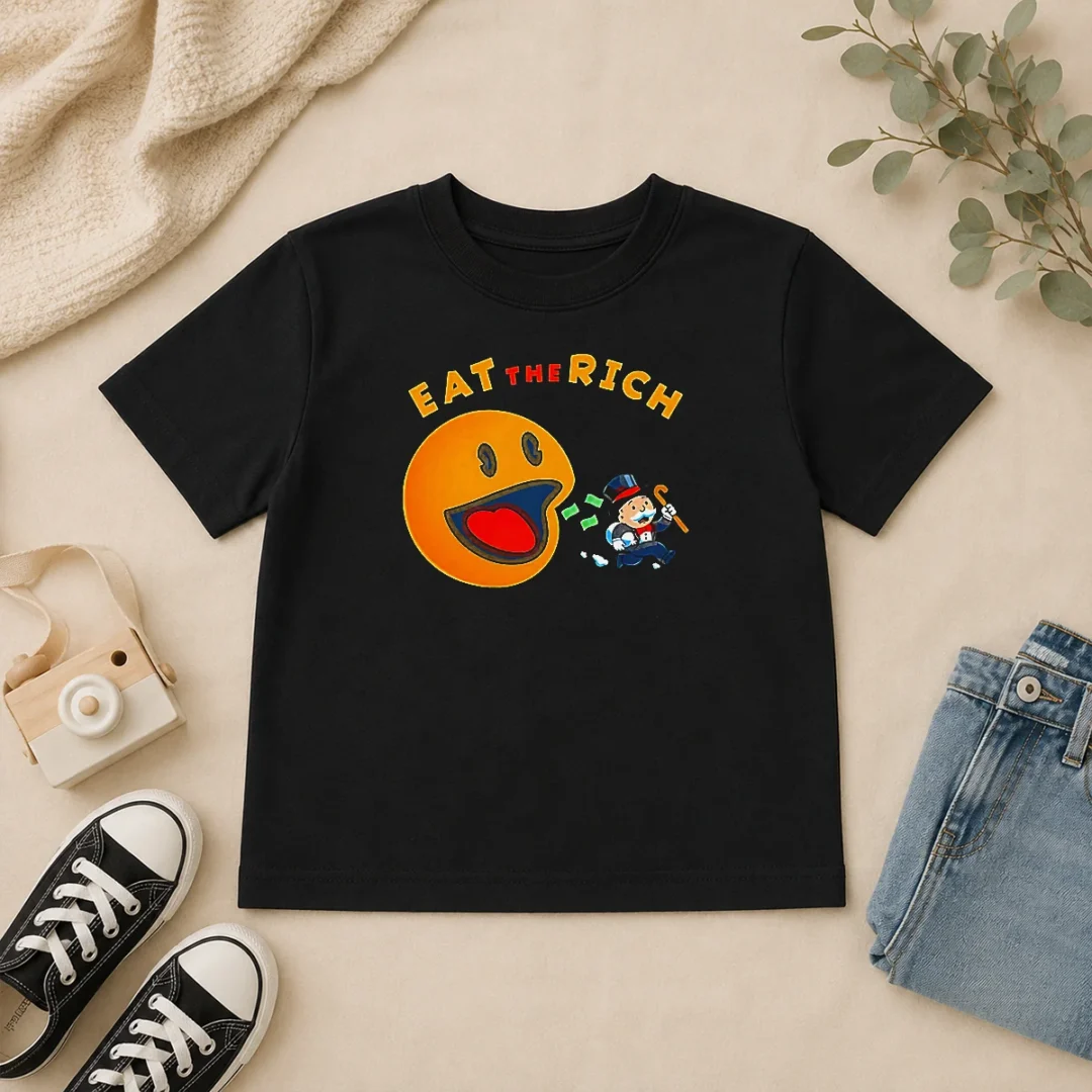 Hot Funny Pac Man Eat The Rich Kids T Shirt Hot Funny Pac Man Eat The Rich Kids T-Shirt