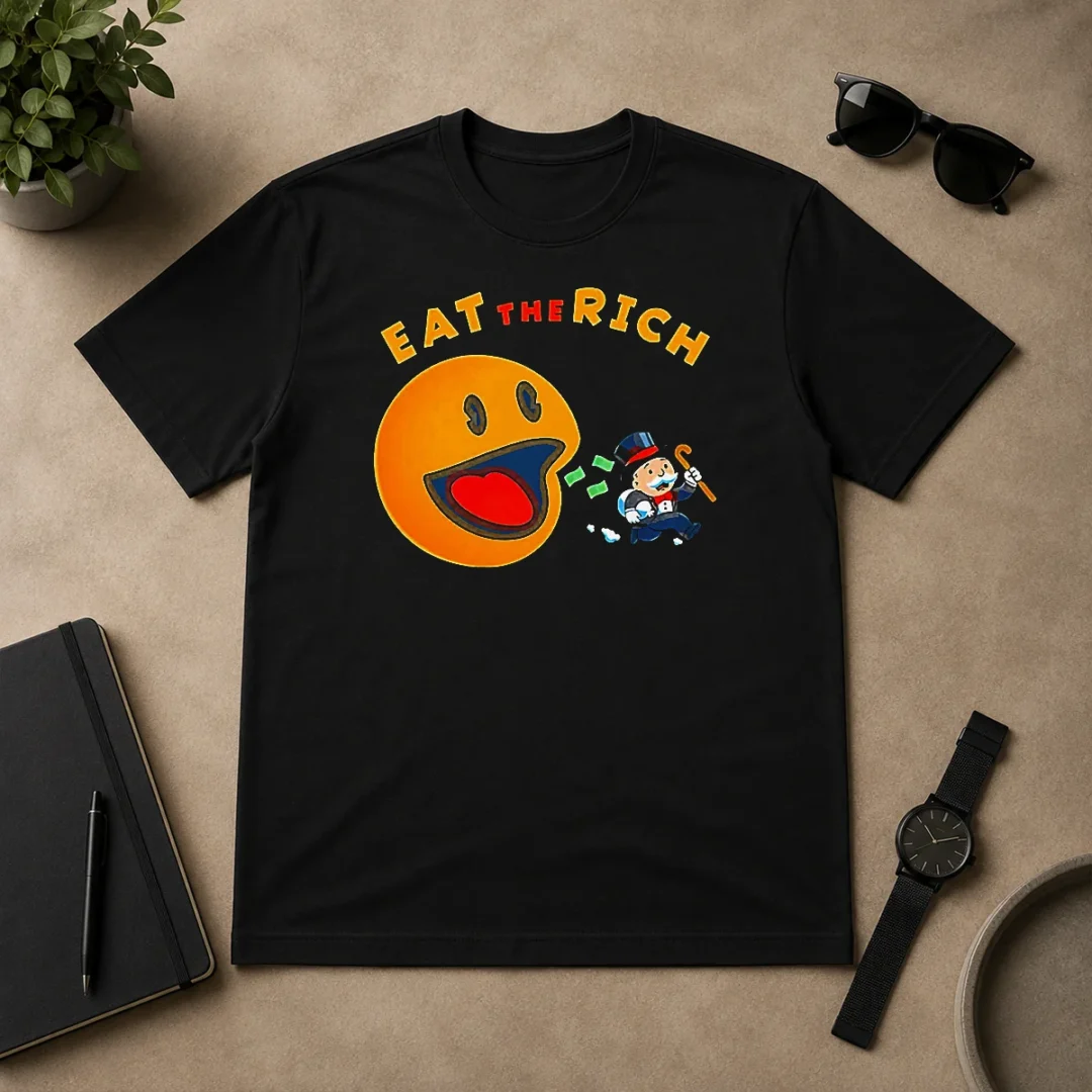 Hot Funny Pac Man Eat The Rich t shirt Hot Funny Pac Man Eat The Rich