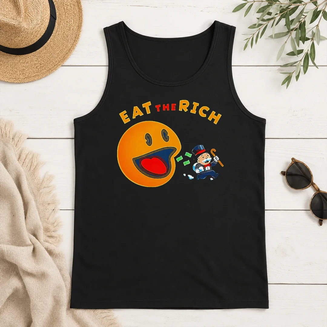 Hot Funny Pac Man Eat The Rich Tank Top Hot Funny Pac Man Eat The Rich Tank Top