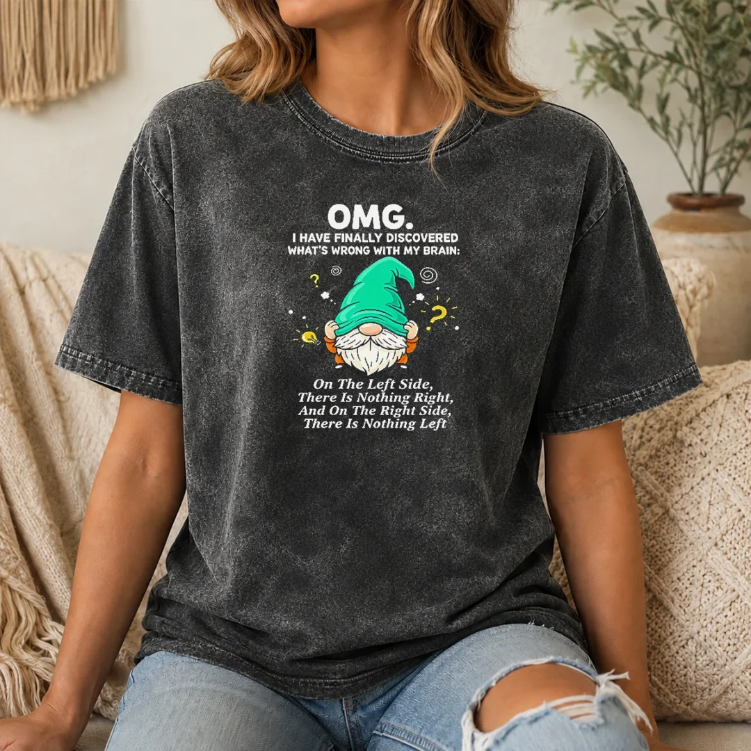 Hot Gnome Brain Discovery Cartoon Washed T Shirt Hot Gnome Brain Discovery Cartoon Washed T-Shirt