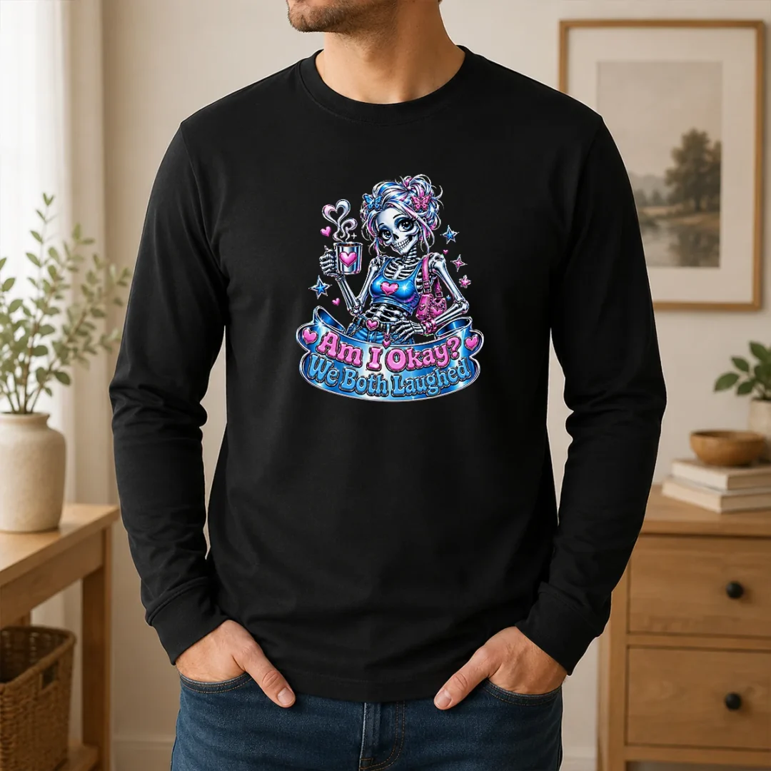 Hot Good Skeleton Girl Halloween Coffee Quote Long Sleeve Shirt Hot Good Skeleton Girl Halloween Coffee Quote Long Sleeve Shirt