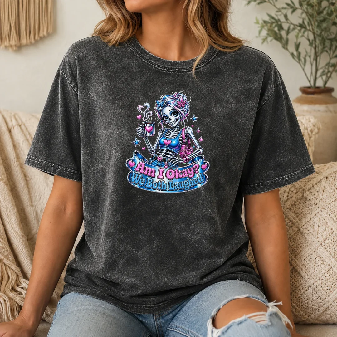 Hot Good Skeleton Girl Halloween Coffee Quote Washed T Shirt Hot Good Skeleton Girl Halloween Coffee Quote Washed T-Shirt