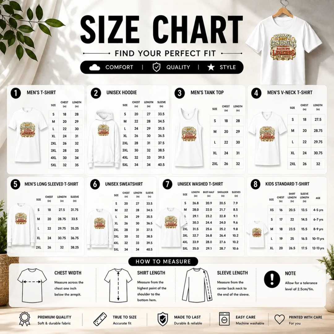 hot-grandparents-day-legendary-roots-western-vintage-size-chart-1 Size chart for Hot Grandparents Day Legendary Roots Western Vintage with measurements in inches and cm