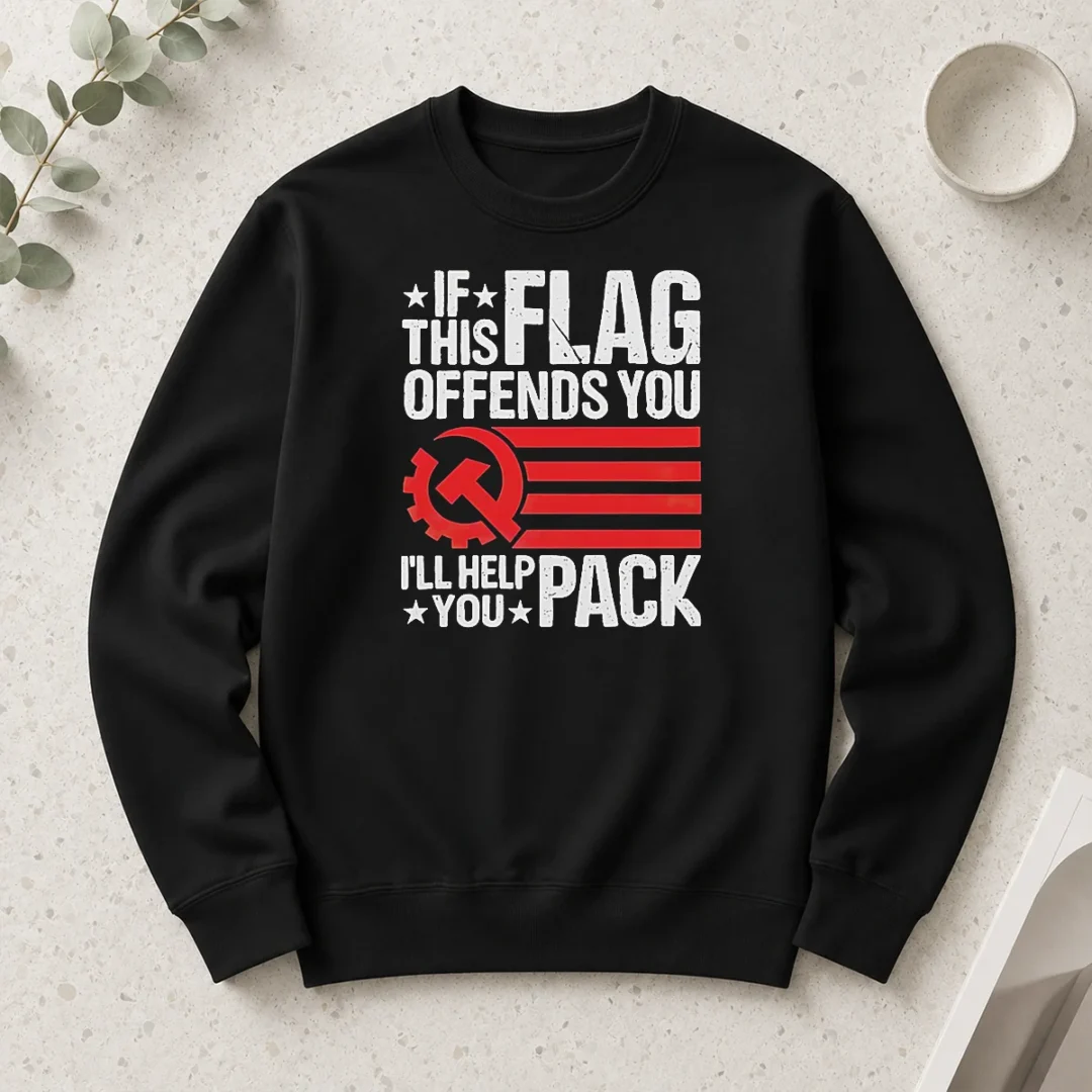 hot-if-this-flag-offends-you-i-ll-help-you-pack-flag-mashup-long-sleeve Hot If This Flag Offends You I'Ll Help You Pack Flag Mashup Long Sleeve Shirt featuring bold graphic print on comfortable fabric