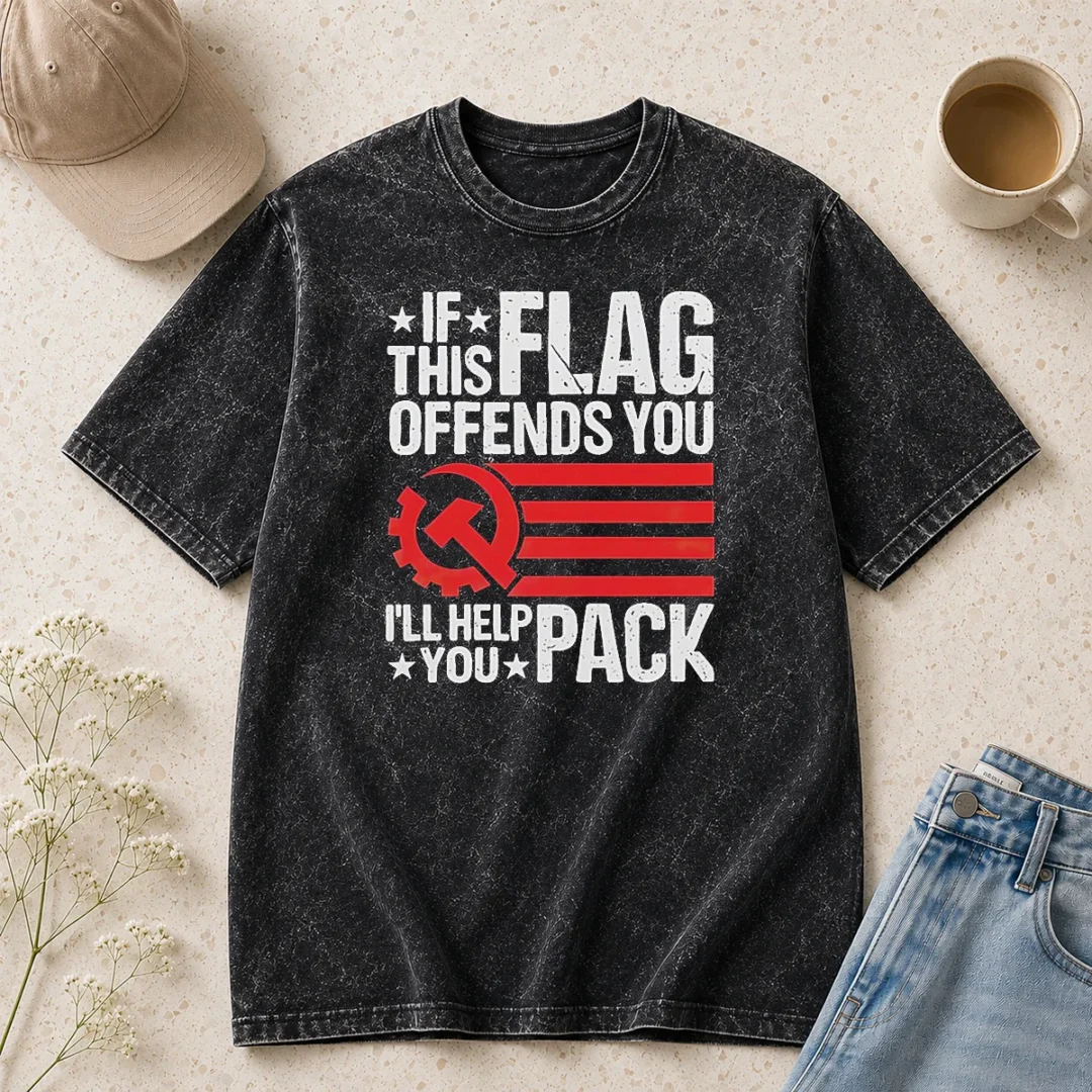 hot-if-this-flag-offends-you-i-ll-help-you-pack-flag-mashup-washed-t-shirt Hot If This Flag Offends You I'Ll Help You Pack Flag Mashup printed on a comfortable washed t shirt
