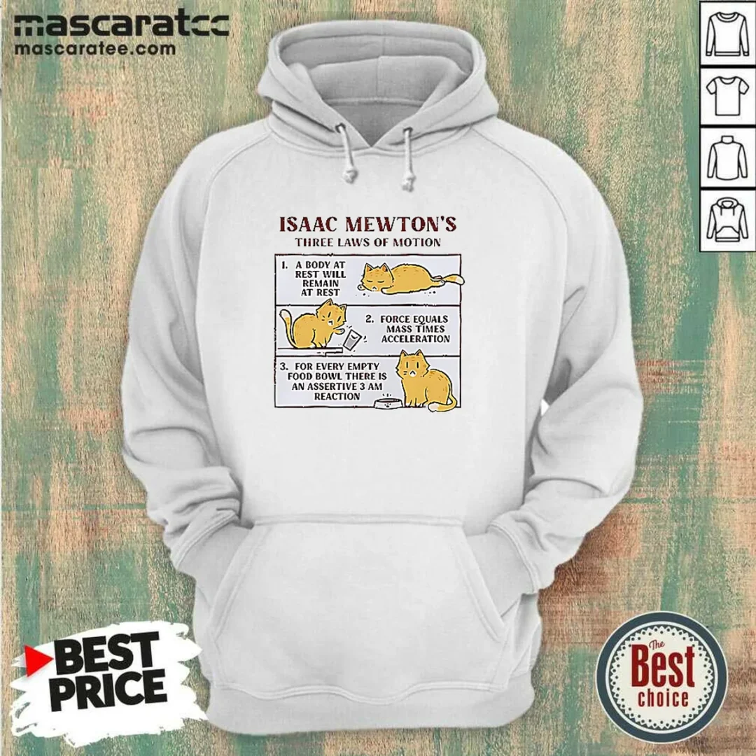 hot-isaac-mewton-s-three-laws-of-motion-cat-hoodie Hot Isaac Mewton'S Three Laws Of Motion Cat Hoodie featuring a graphic cat illustration and text on a comfortable pullover hoodie