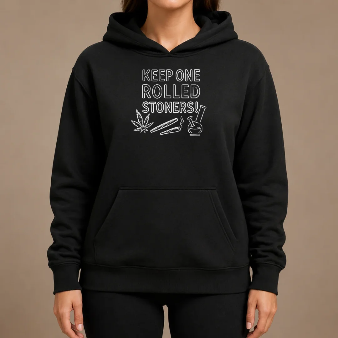 Hot Keep One Rolled Stoners Hoodie Hot Keep One Rolled Stoners Hoodie in black with front pocket and drawstring hood