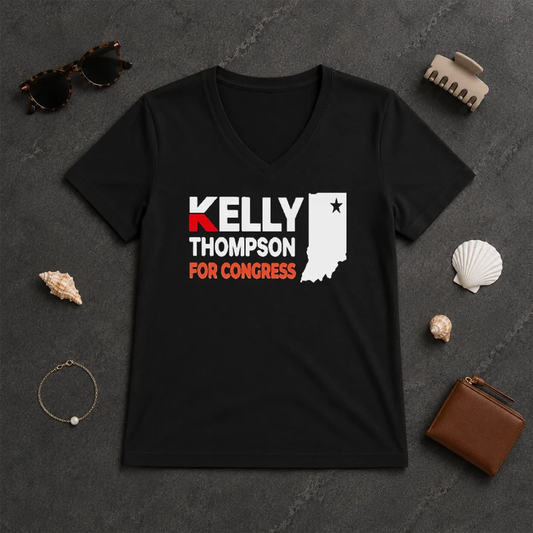 Hot Kelly Thompson For Congress Garment Dyed V Neck Shirt Hot Kelly Thompson For Congress Garment Dyed V-Neck Shirt
