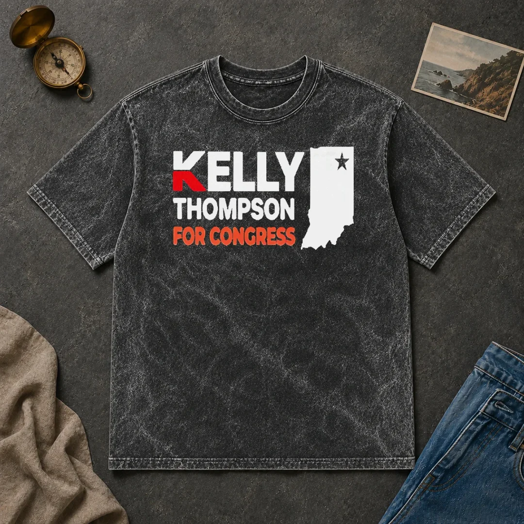 Hot Kelly Thompson For Congress Garment Dyed Washed T Shirt Hot Kelly Thompson For Congress Garment Dyed Washed T-Shirt