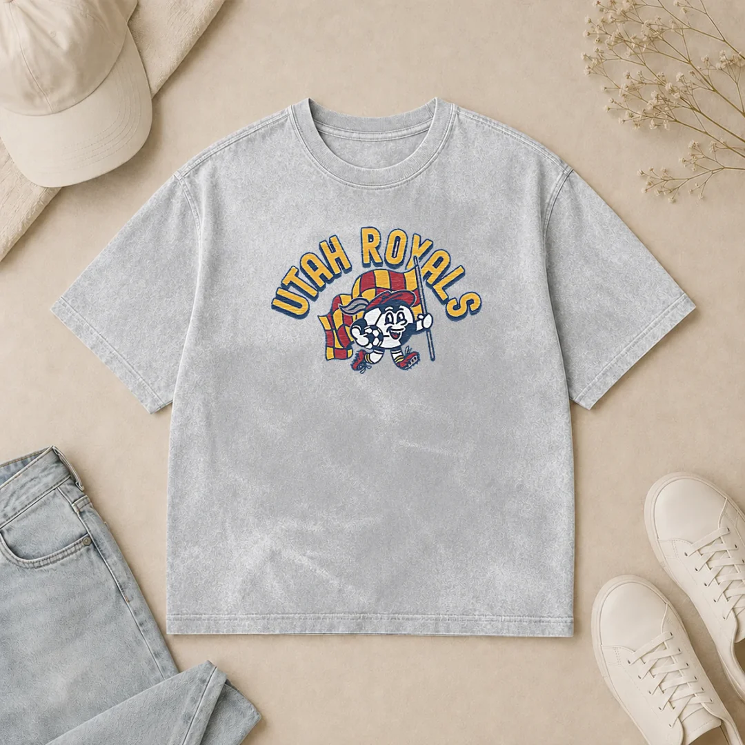 Hot Kid'S Utah Royals Soccer Player Grey Washed T Shirt Hot Kid'S Utah Royals Soccer Player Grey Washed T-Shirt