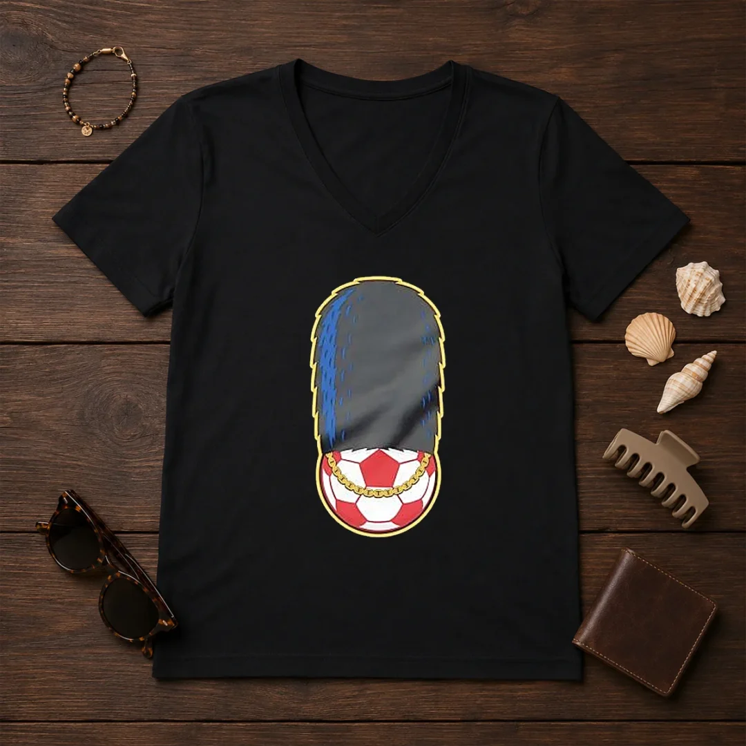 hot-london-guard-british-soldier-soccer-ball-chain-v-neck-shirt Hot London Guard British Soldier Soccer Ball Chain V-Neck Shirt