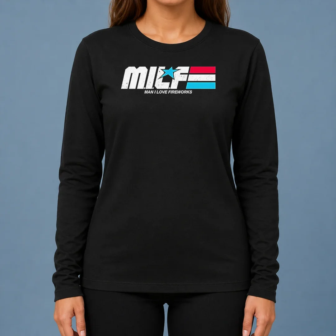 hot-m-i-l-f-man-i-love-fireworks-patriotic-holiday-long-sleeve-shirt Hot M.I.L.F. Man I Love Fireworks Patriotic Holiday Long Sleeve Shirt