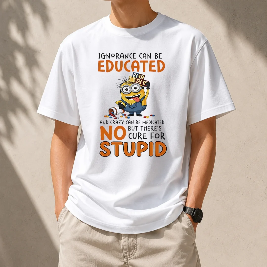 hot-minion-despicable-me-ignorance-can-be-educated-and-crazy-can-be-medicated-t-shirt-1 Hot Minion Despicable Me Ignorance Can Be Educated And Crazy Can Be Medicated graphic t shirt in black color