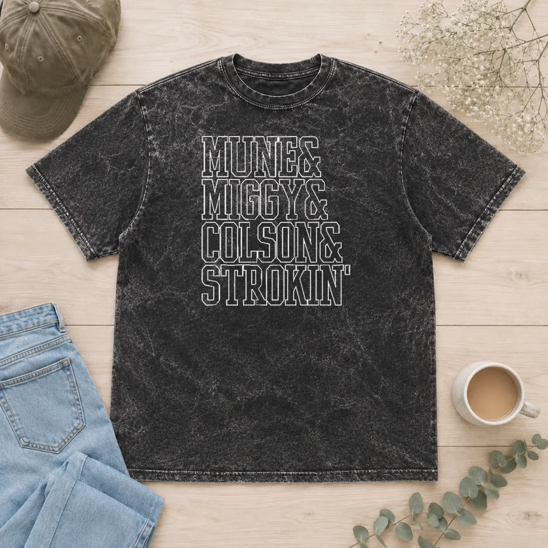 hot-mune-miggy-colson-and-strokin-detroit-tigers-baseball-players-roster-washed-t-shirt Hot Mune Miggy Colson And Strokin Detroit Tigers Baseball Players Roster Washed T Shirt showing vintage washed fabric and detailed baseball roster print