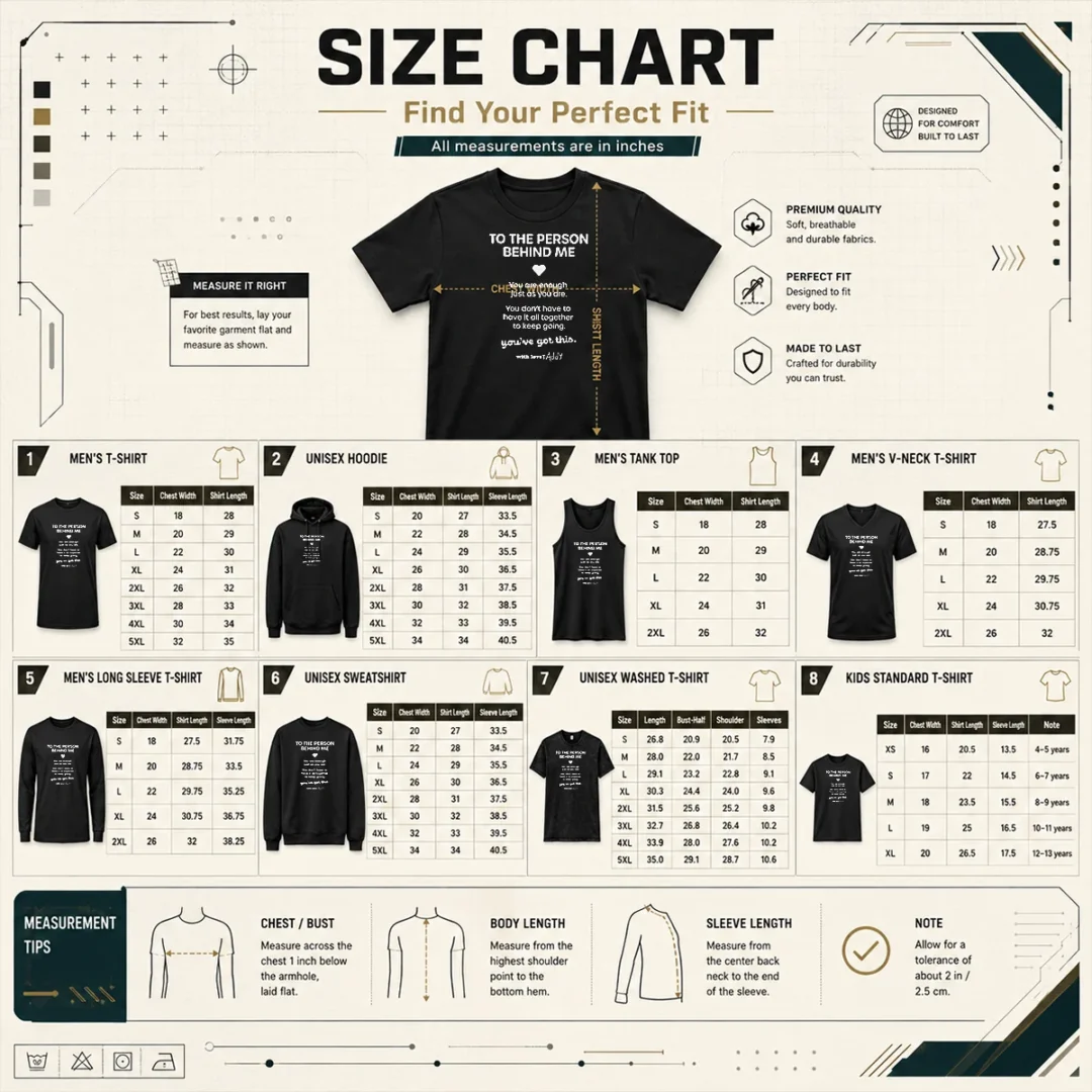 hot-nice-to-the-person-behind-me-you-are-enough-just-as-you-are-size-chart Size chart for Hot Nice To The Person Behind Me You Are Enough Just As You Are with measurements in inches and cm