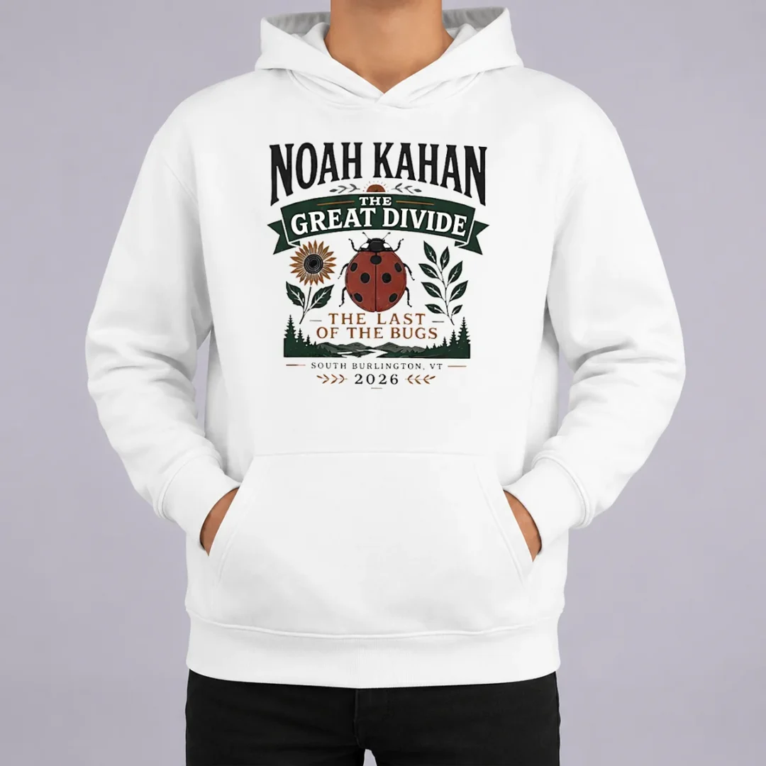 Hot Noah Kahan The Great Divide The Last Of The Bugs South Burlington 2026 Hoodie Hot Noah Kahan The Great Divide The Last Of The Bugs South Burlington 2026 Hoodie in dark color with front pocket and drawstring hood