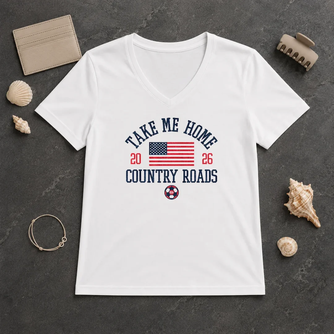Hot Official USA Take Me Home Country Roads 2026 V Neck Shirt Hot Official USA Take Me Home Country Roads 2026 V-Neck Shirt