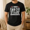Hot Original I Have Ptsd Pretty Tired Of Stupid Democrats Red Stars t shirt in red with bold white text and star graphics