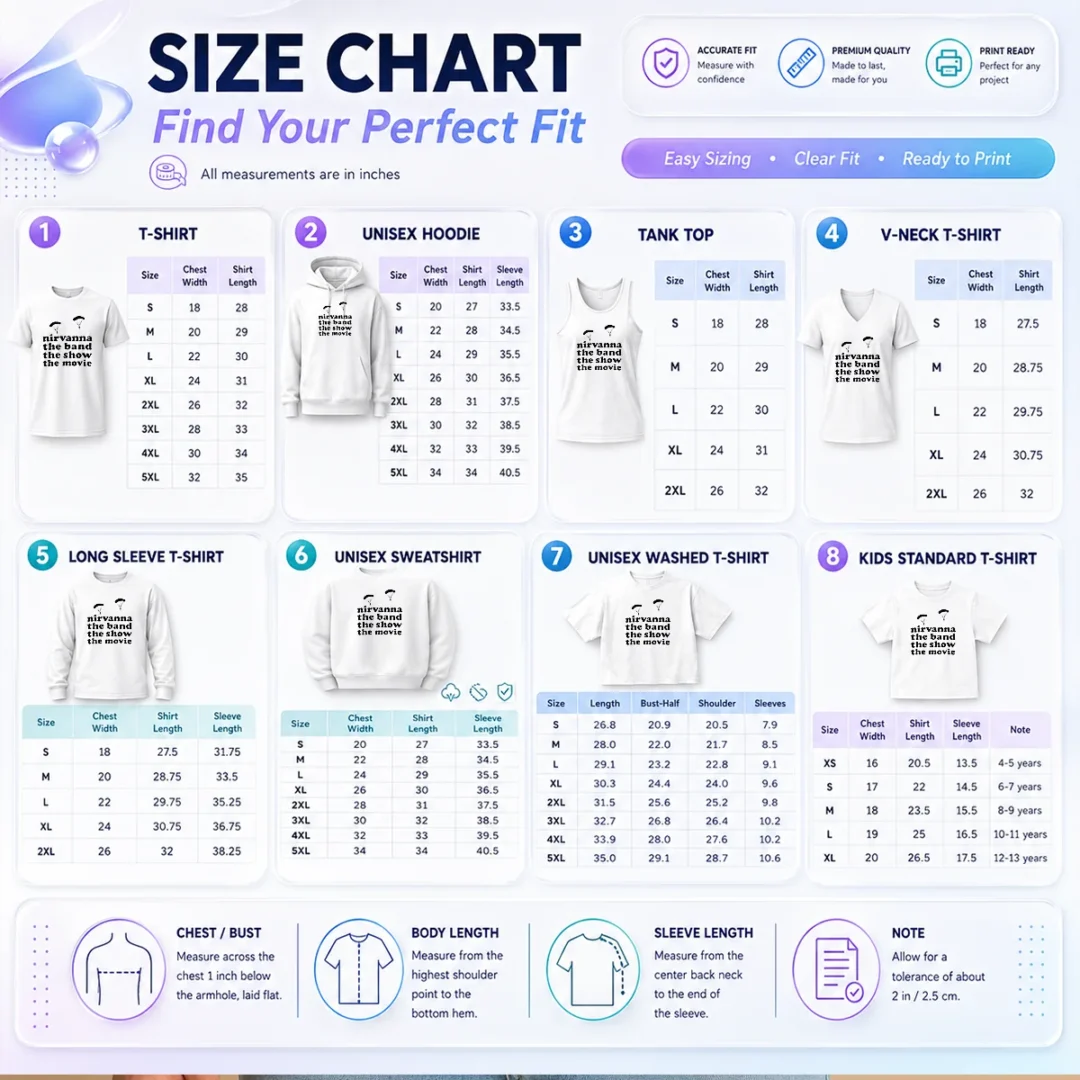 hot-original-nirvanna-the-band-the-show-the-movie-matt-johnson-size-chart Size chart for Hot Original Nirvanna The Band The Show The Movie Matt Johnson with measurements in inches and cm