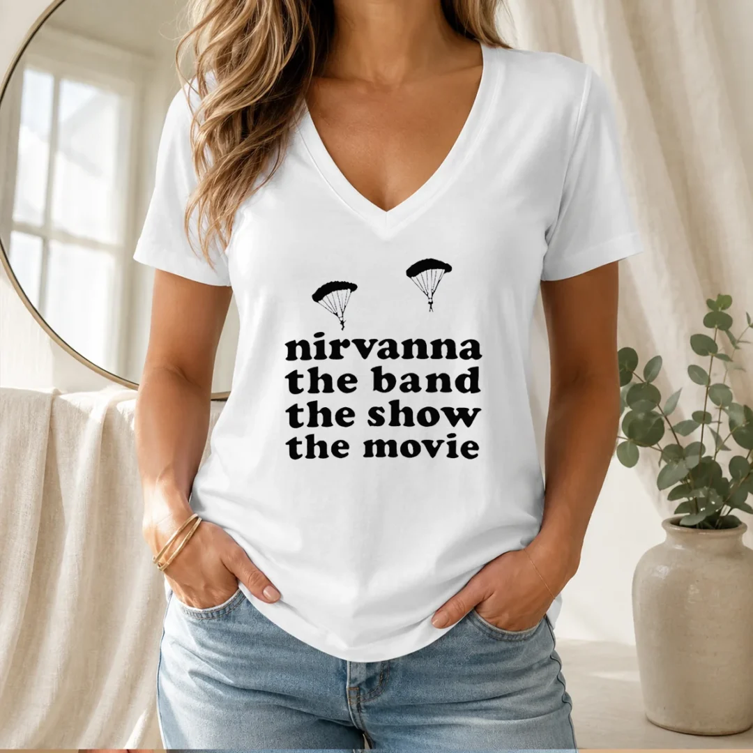 hot-original-nirvanna-the-band-the-show-the-movie-matt-johnson-v-neck-shirt Hot Original Nirvanna The Band The Show The Movie Matt Johnson V Neck Shirt in black with bold graphic print