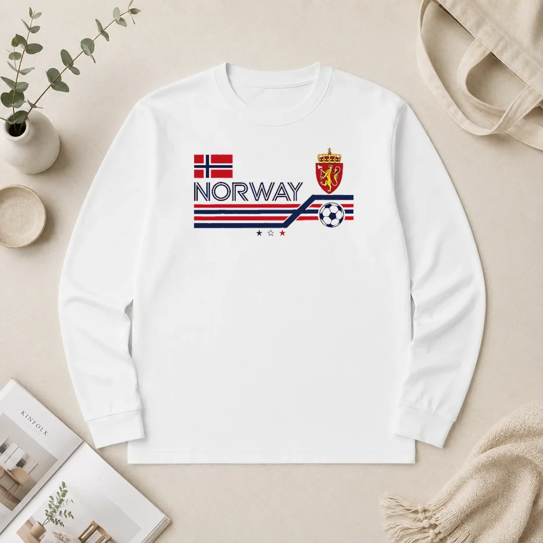 Hot Premium Norway National Football Team Soccer Long Sleeve Shirt Hot Premium Norway National Football Team Soccer long sleeve shirt featuring national team colors and logo