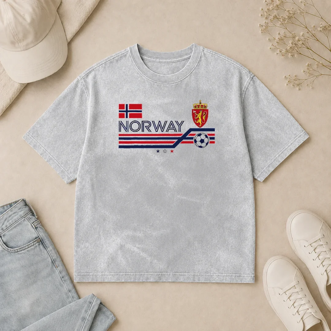 Hot Premium Norway National Football Team Soccer Washed T Shirt Hot Premium Norway National Football Team Soccer Washed T-Shirt