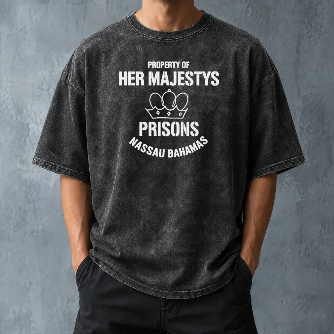 hot-premium-property-of-her-majestys-prisons-nassau-bahamas-washed-t-shirt-washed-tshirt Hot Premium Property Of Her Majestys Prisons Nassau Bahamas Washed T Shirt in soft washed cotton fabric