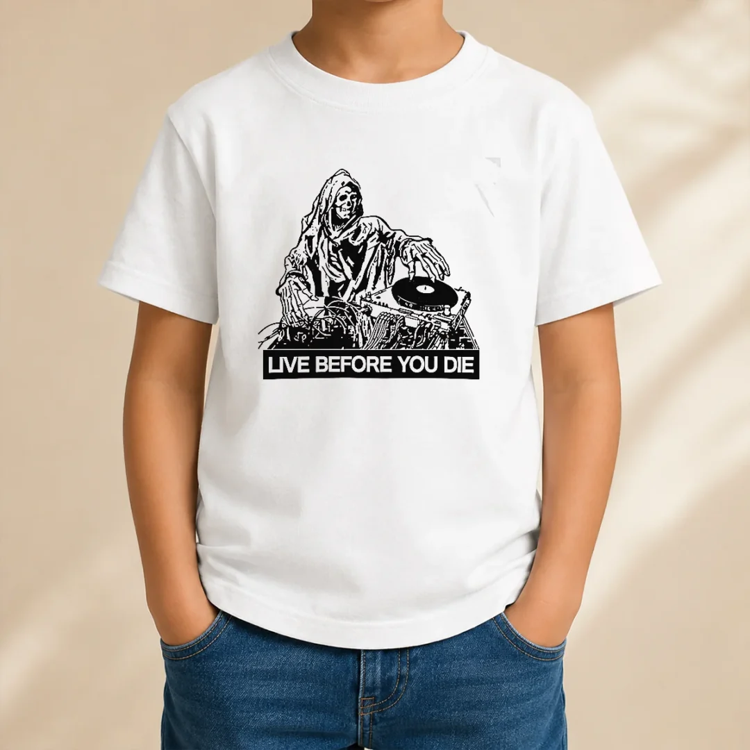 hot-pretty-grim-reaper-dj-live-before-you-die-kids-t-shirt Hot Pretty Grim Reaper DJ Live Before You Die Kids T-Shirt