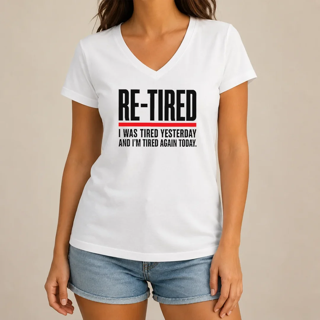 hot-re-tired-funny-office-burnout-graphic-geek-v-neck-shirt-2 Hot RE TIRED Funny Office Burnout Graphic Geek V-Neck Shirt