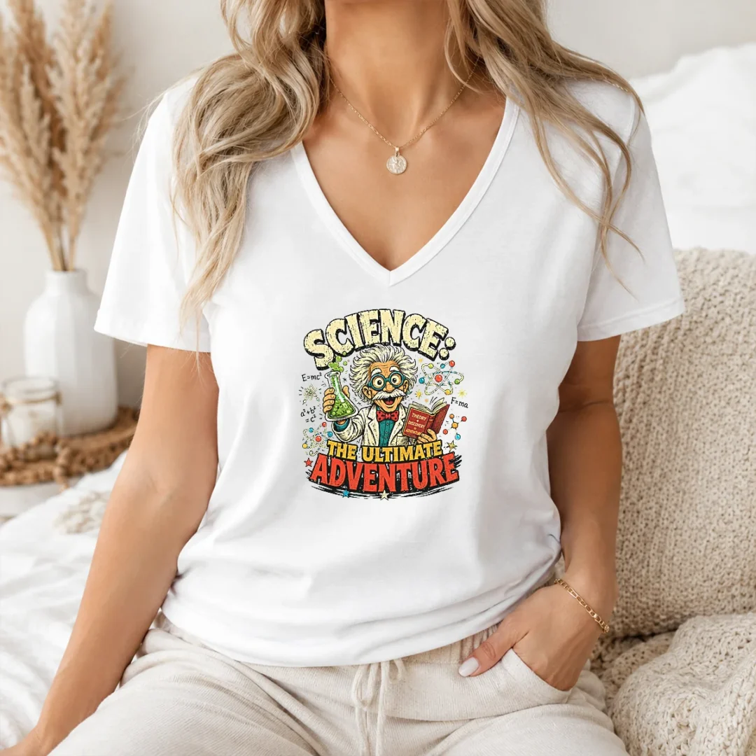 Hot Science The Ultimate Adventure Retro Distressed V Neck Shirt Hot Science The Ultimate Adventure Retro Distressed V-Neck Shirt