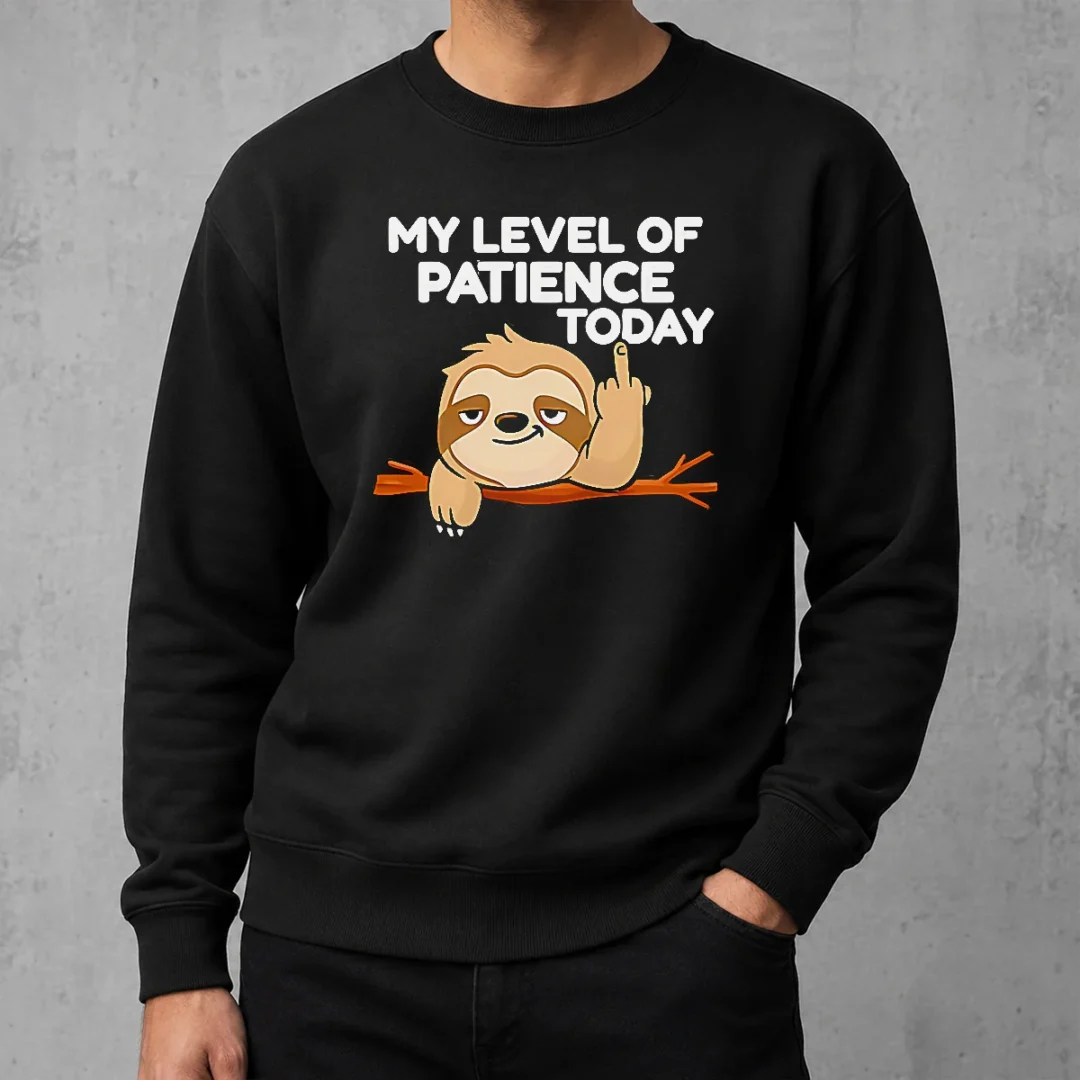hot-sloth-middle-finger-my-level-of-patience-today-cartoon-sweater Hot Sloth Middle Finger My Level Of Patience Today Cartoon Sweater