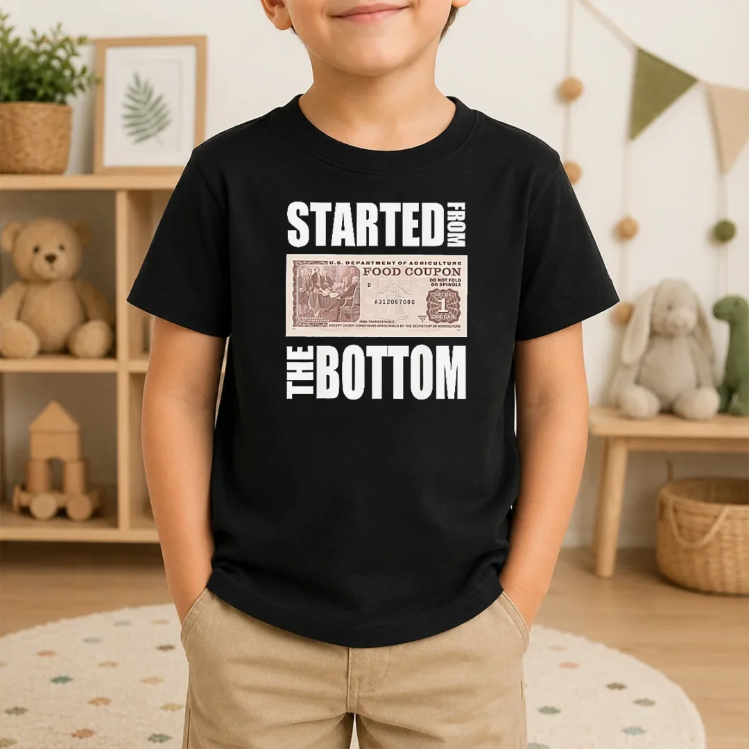 Hot Started From The Bottom Food Coupon Parody Bold Statement Text Kids T Shirt Hot Started From The Bottom Food Coupon Parody Bold Statement Text Kids T-Shirt