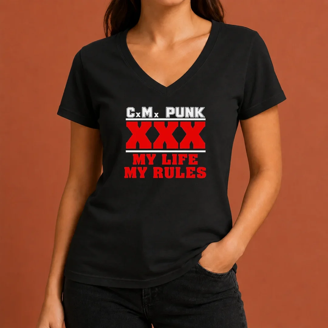 hot-straight-edge-hardcore-cm-punk-xxx-my-life-my-rules-v-neck-shirt Hot Straight Edge Hardcore CM Punk XXX My Life My Rules V-Neck Shirt