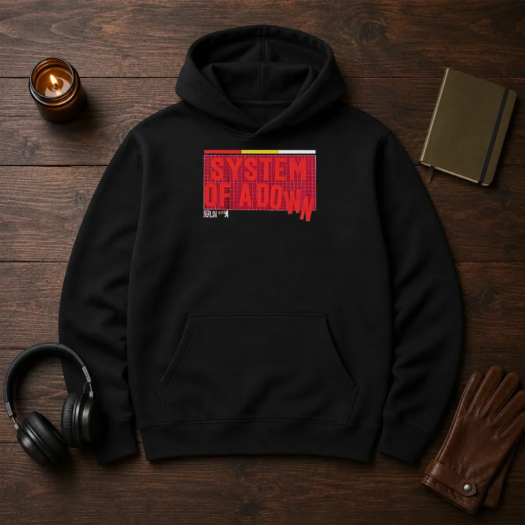 hot-system-of-a-down-berlin-germany-olympiastadion-on-july-8-2026-down-text-hoodie Hot System Of A Down Berlin Germany Olympiastadion On July 8 2026 Down Text Hoodie in black with bold red and white text design