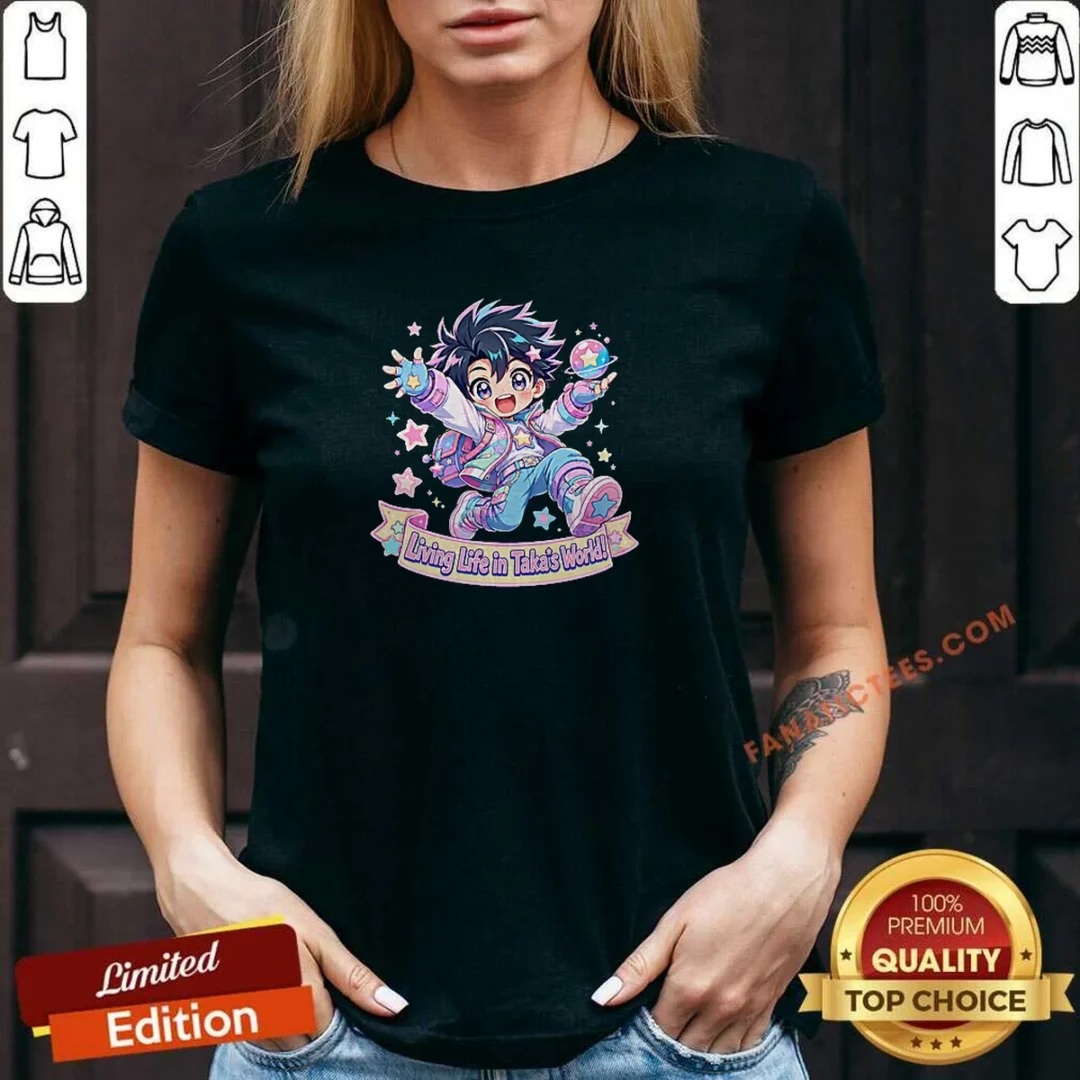 hot-takas-world-characters-kawaii-anime-passion-v-neck-shirt Hot Takas World Characters Kawaii Anime Passion V Neck Shirt featuring colorful anime designs on a comfortable V neck garment