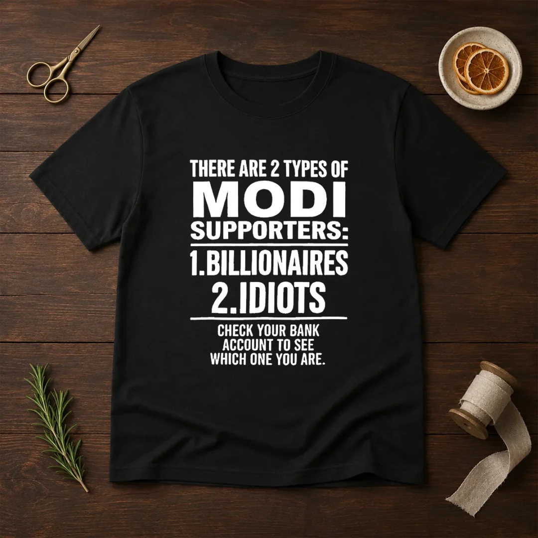 hot-there-are-2-types-of-modi-supporters-billionaires-or-idiots-check-your-bank-t-shirt-1 Hot There Are 2 Types Of Modi Supporters Billionaires Or Idiots Check Your Bank graphic t shirt in black